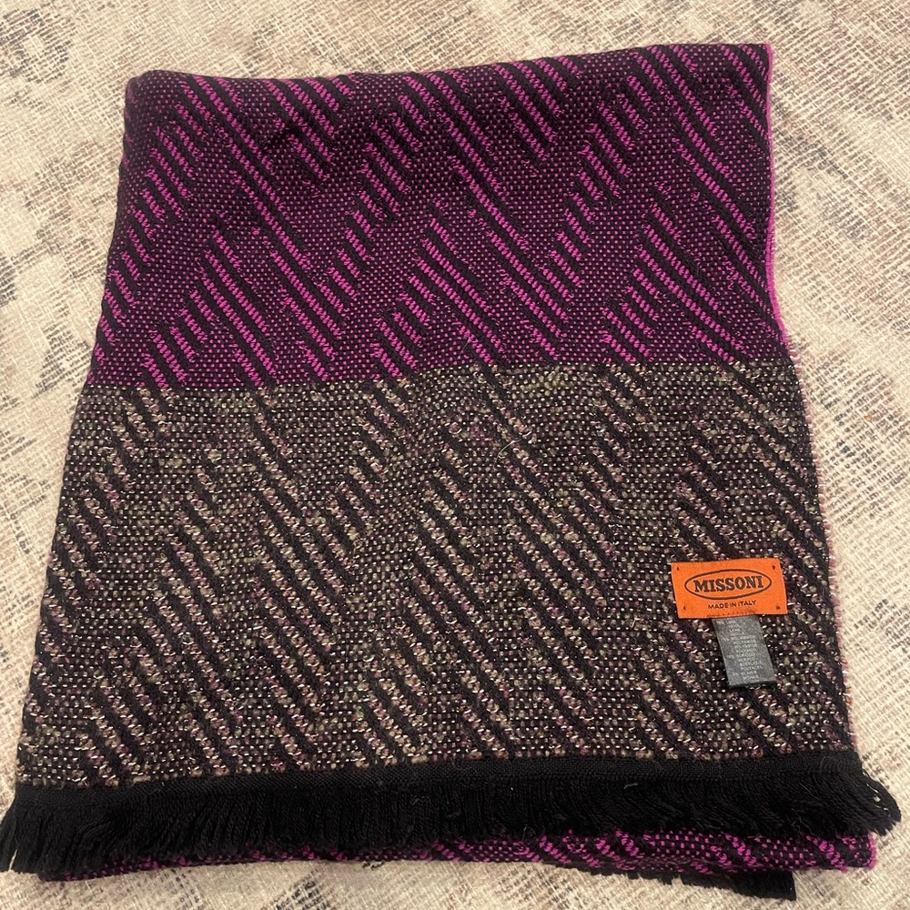 MISSONI Oversized Wool Mohair Fringe Shawl / Scarf Multicolor 65”× 29” - Picture 5 of 12